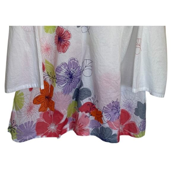 Cacique Top Women 22/24 White Floral Plus Size Tunic Swimsuit Cover Up Summer - Picture 3 of 7